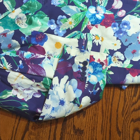 Isaac Mizrahi Purple White Green Floral Blazer Notched Lapels NWT Sz 22W - Picture 9 of 13